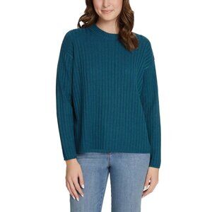Jessica Simpson Women's Ribbed Sweater (Teal, Large)
